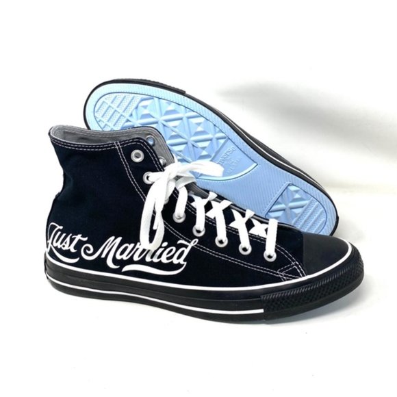 Converse Chuck Taylor High Wedding Canvas Black Men Sneakers Custom 171212C-BLK - Picture 5 of 9